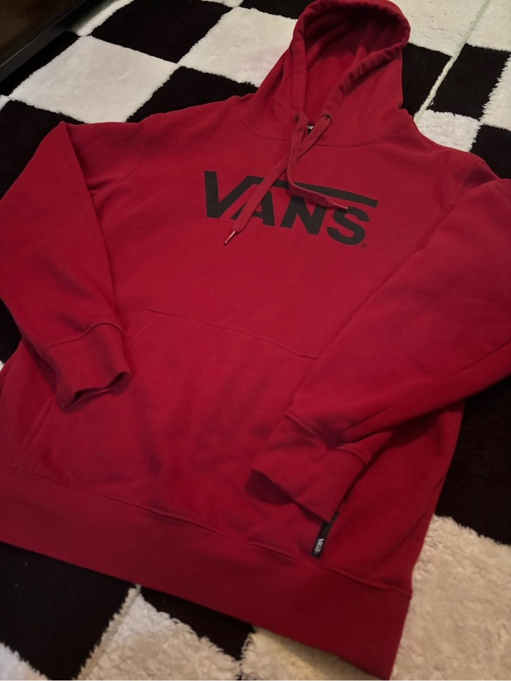 Vans Red Pullover Hoodie with Black Logo